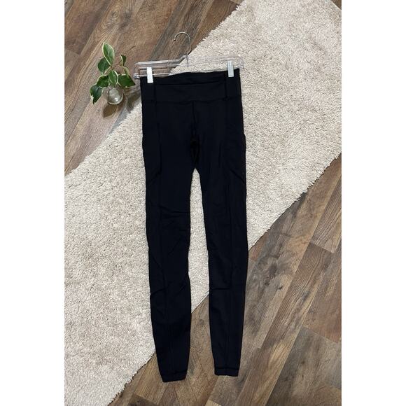 Lululemon Size 4 Black Mid Rise Leggings - Picture 1 of 9